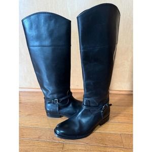 Frye belted Knee High Tall black Leather Riding Boots 6B (bota1400